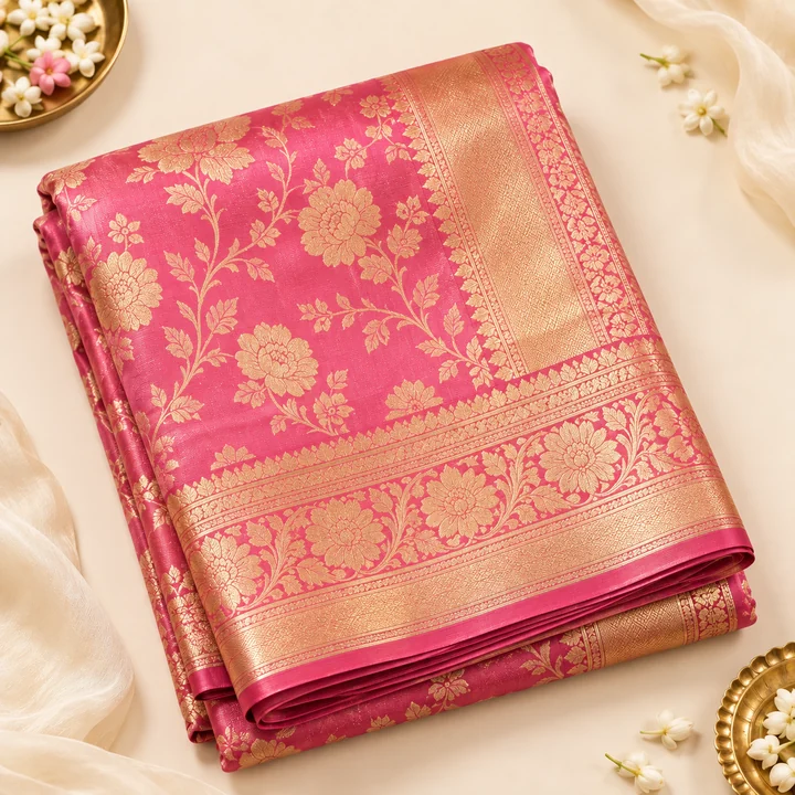 Pink Banarasi saree
