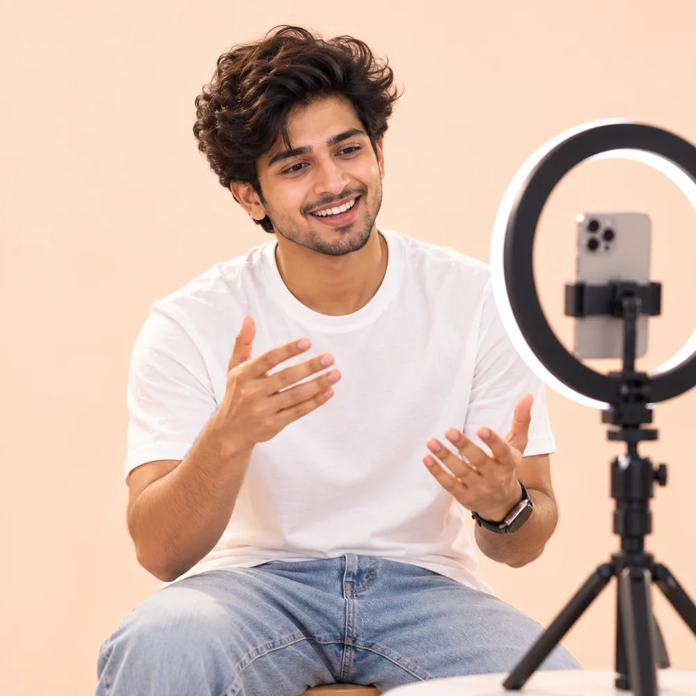 A creator filming a story